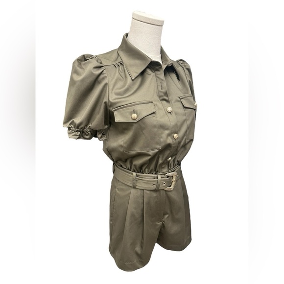 GENERATION LOVE Natlina Gambardine Romper Olive Green Women Size 0 2 XS Sm $325 - Picture 5 of 13